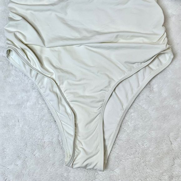 Envya Gina Asymmetric One Piece Swimsuit Oasis White Cream Cut Out Size Large - Picture 4 of 7